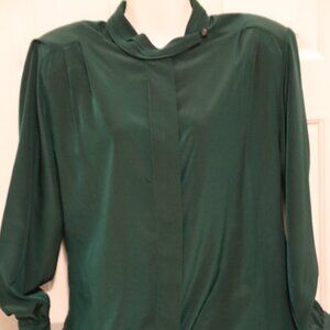 Sophisticates by Pendleton Vintage sz 16  green Button Down High Neck Blouse
